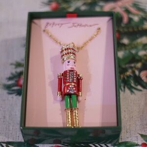 NWT Betsey Johnson Festive Red Nutcracker Long Pendant Necklace Christmas